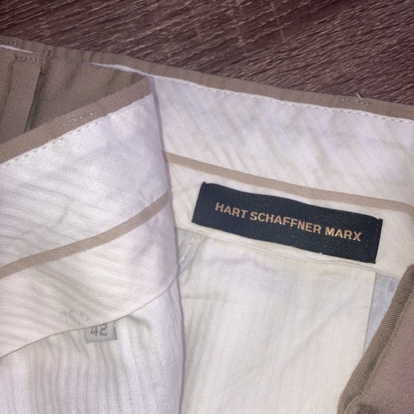 Mens Hart Schaffner Marx Tan Pleated Pants Size 42 Pre Owned - Picture 3 of 9